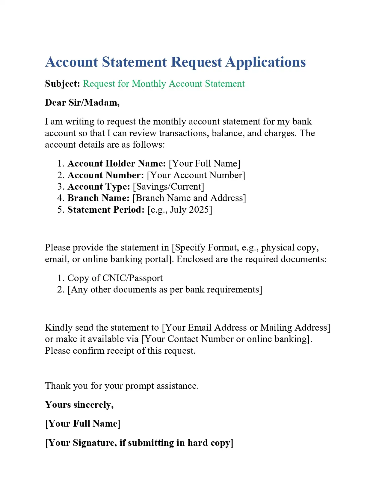 Account Statement Request Application