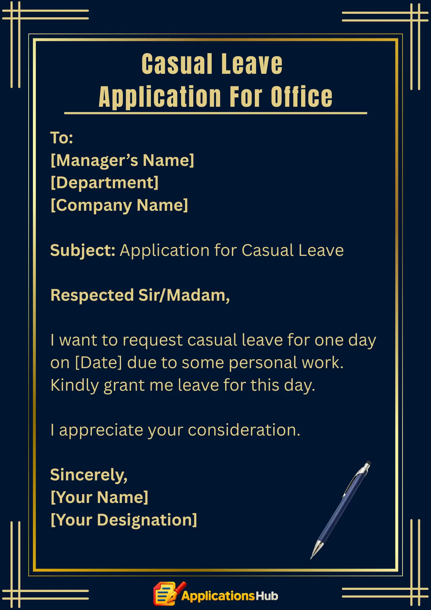 Example 1: Short & Simple Casual Leave Application