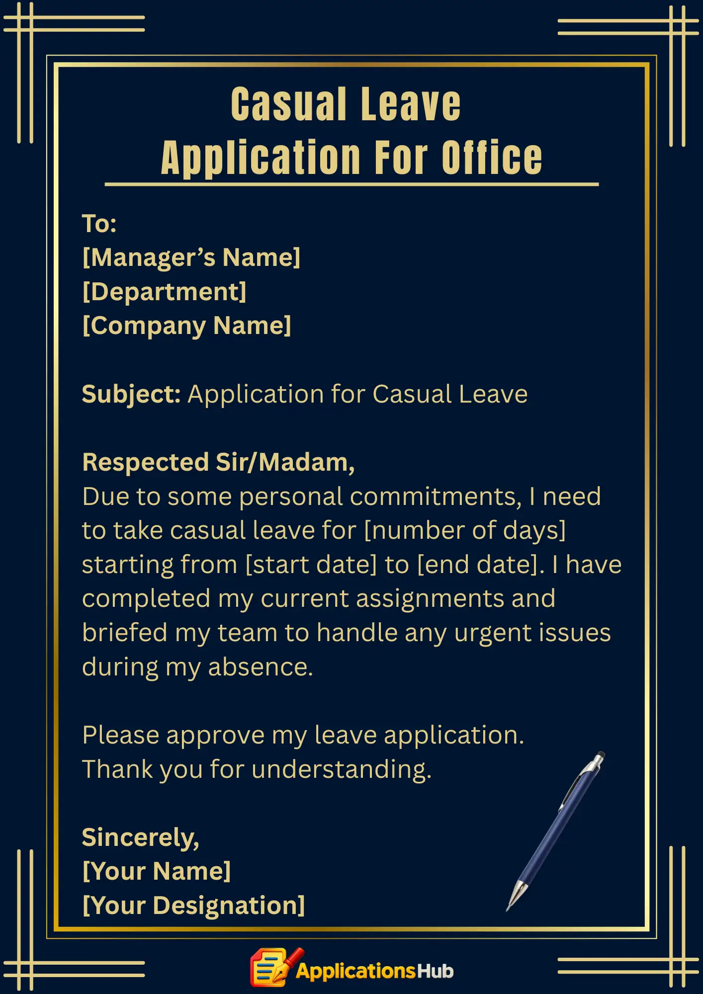 Example 3: Detailed Casual Leave Application