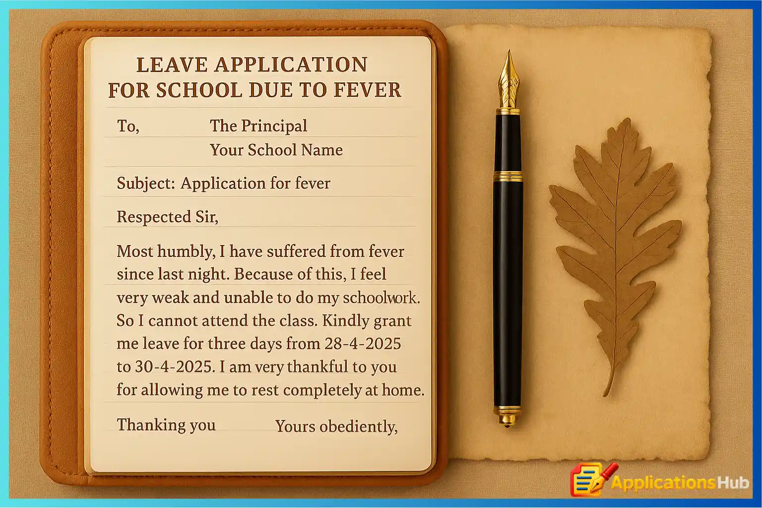 Leave Application For School Due To Fever
