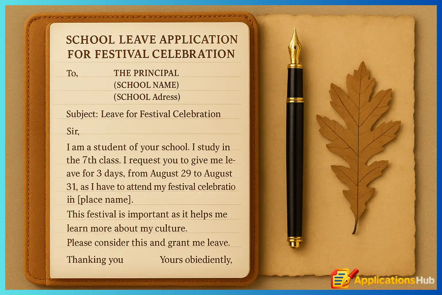Leave Application For Festival Celebration