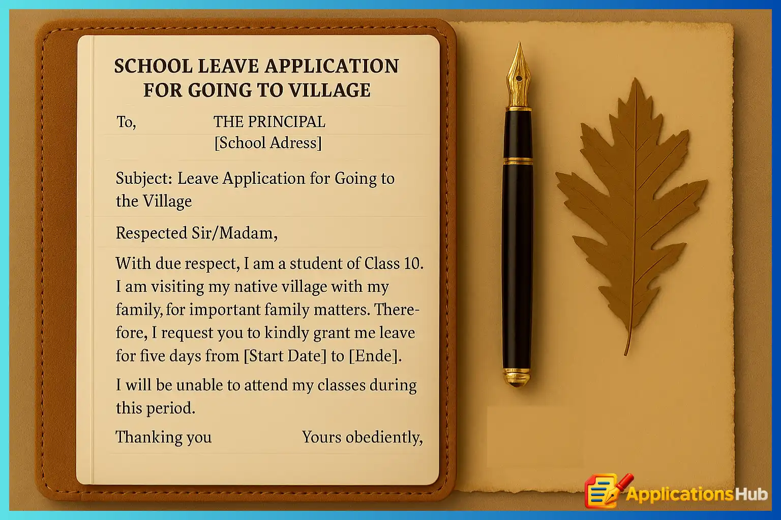 Leave Application for Going To Village