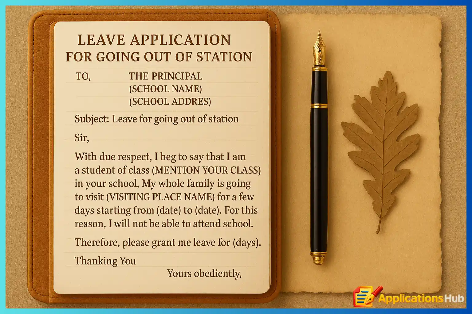 Leave Application For Going Out Of Station