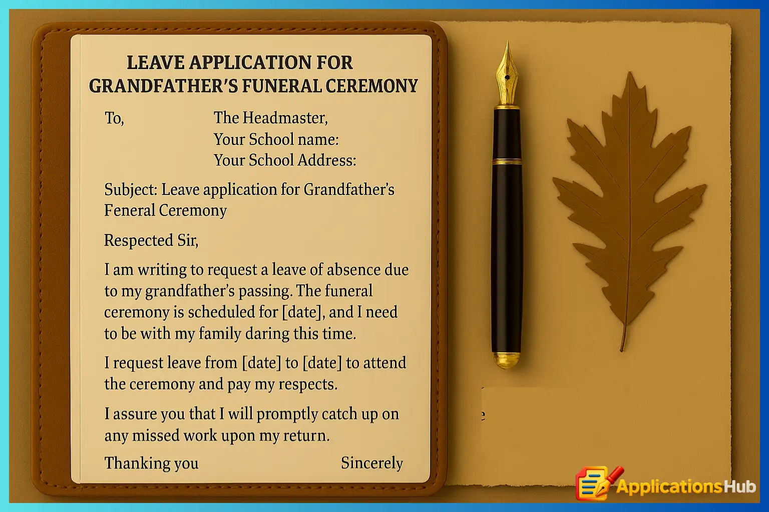 Grandfathers Funeral ceremony Leave Application