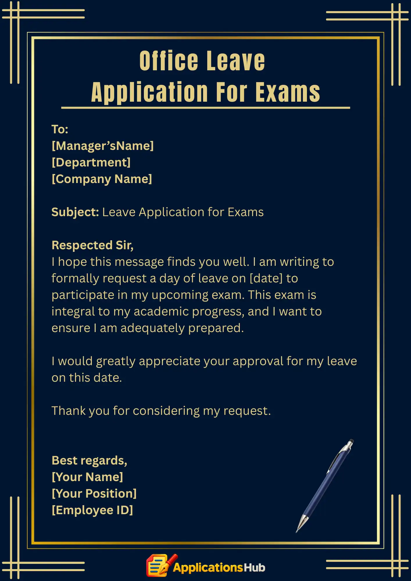 Office Leave Application Due To Exams