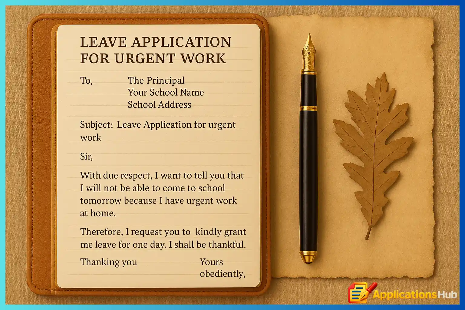 School Leave Application For Urgent Work