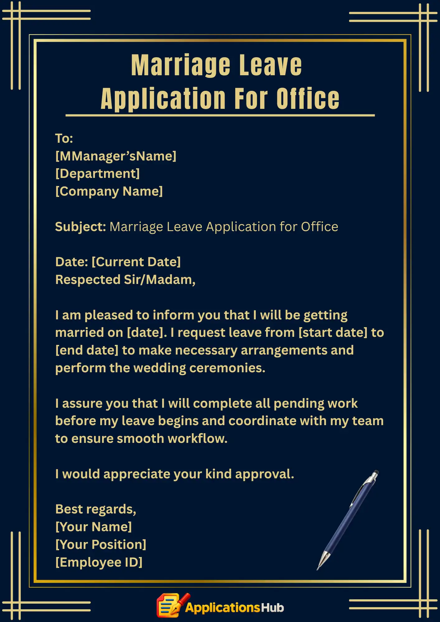 Marriage Leave Application for Office