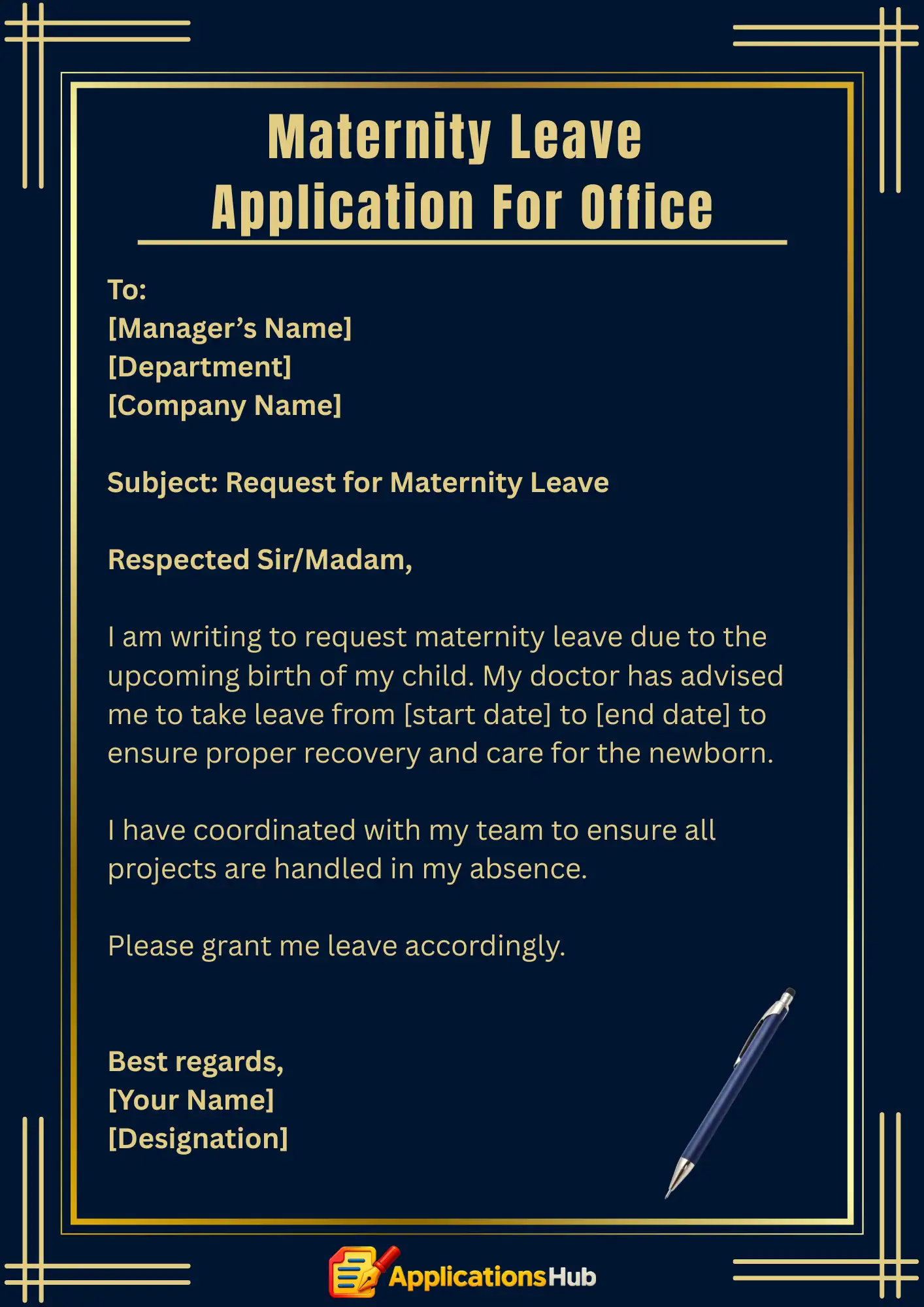 Leave Application for Maternity Example #3