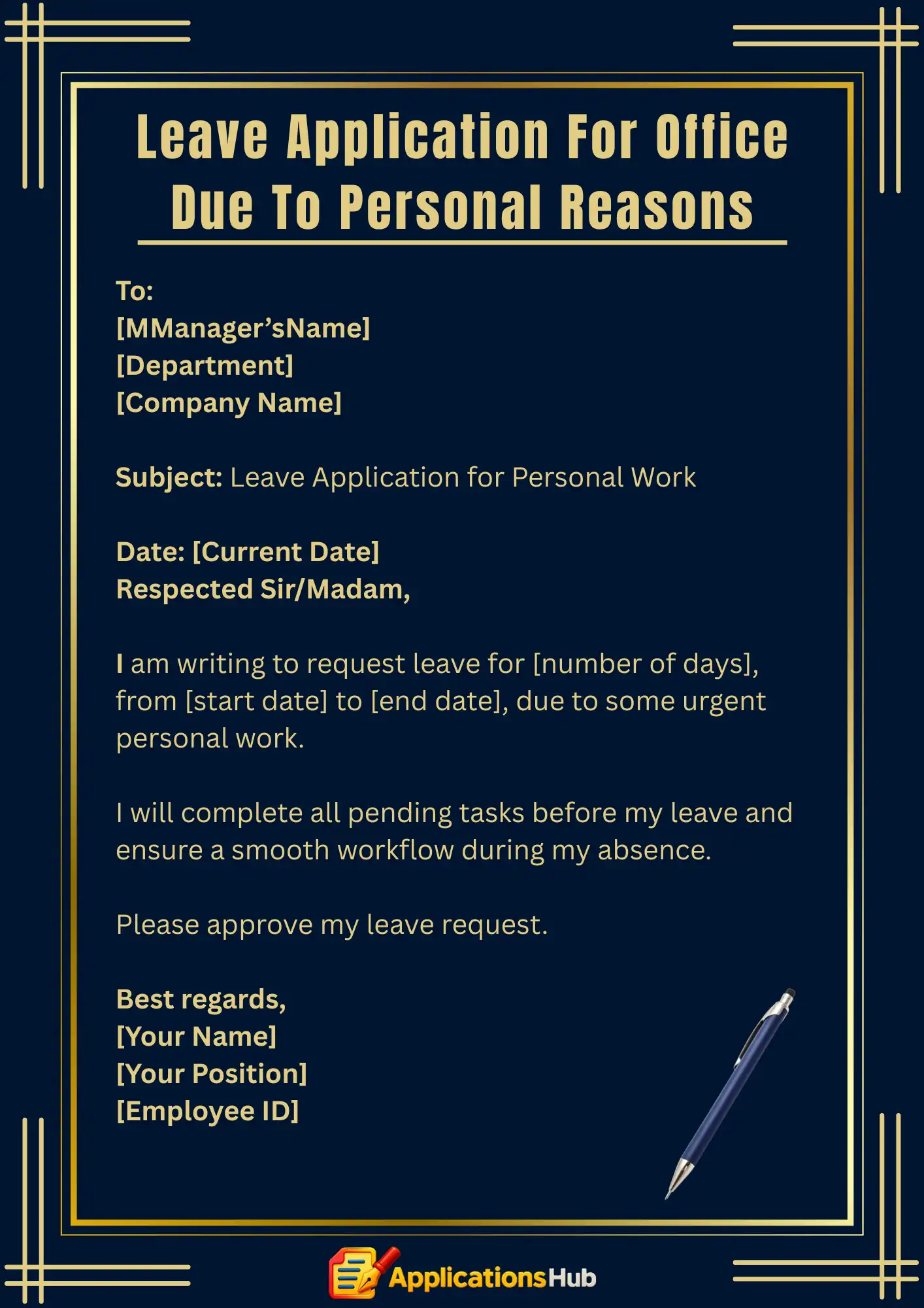 Leave Application for Personal Reasons