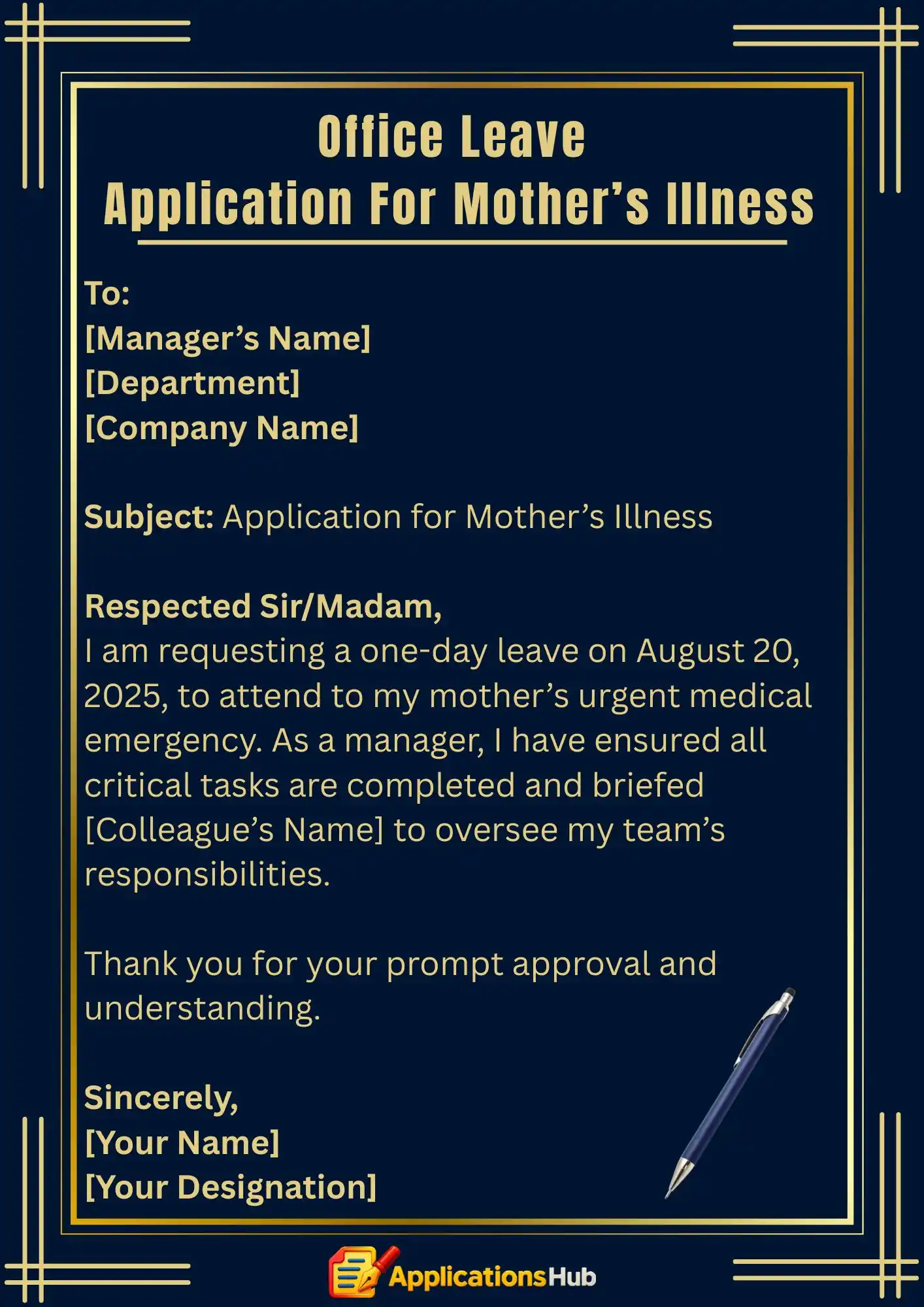 Leave Application for Mother's Medical Emergency