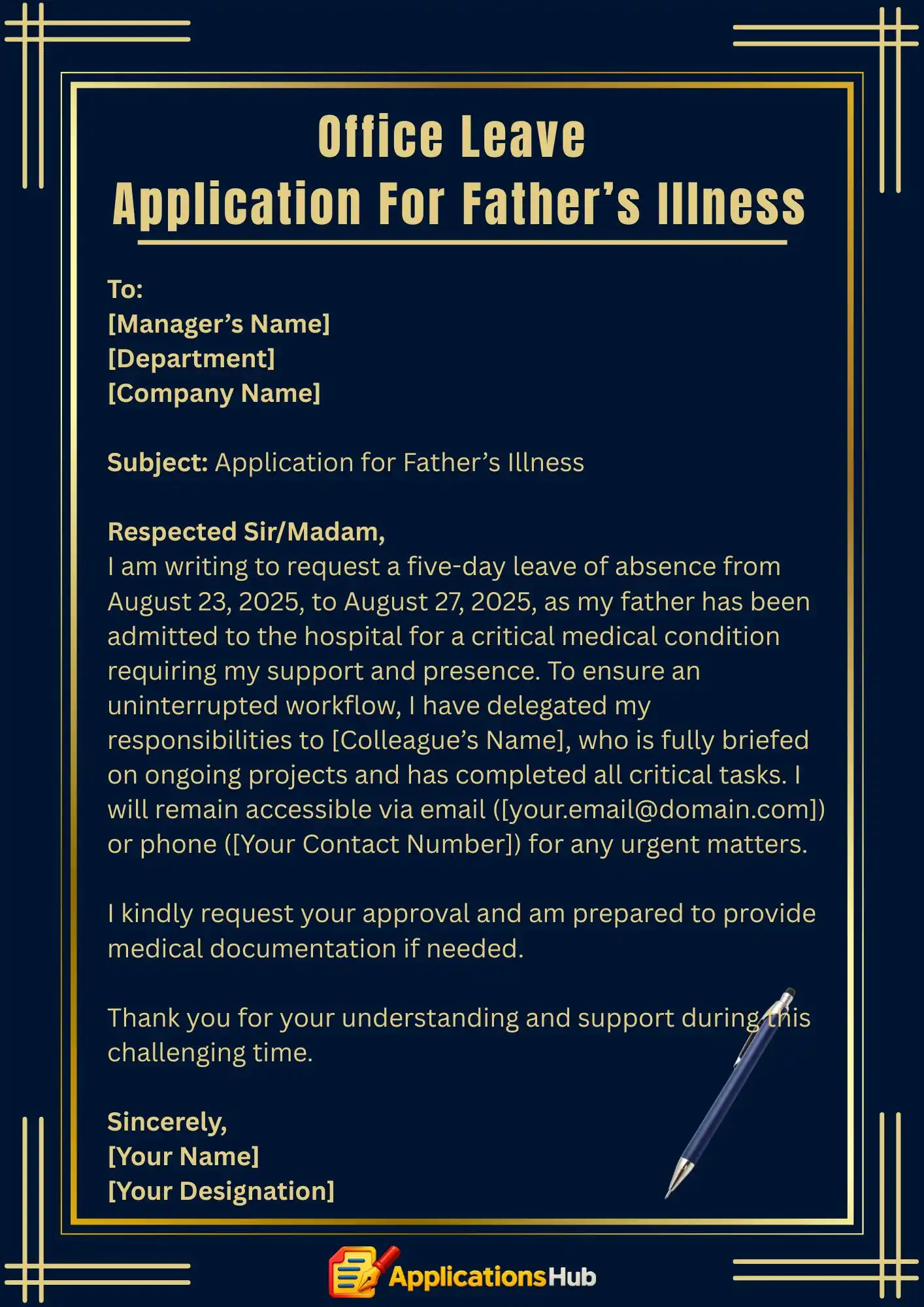 Leave Application for Father's Medical Emergency