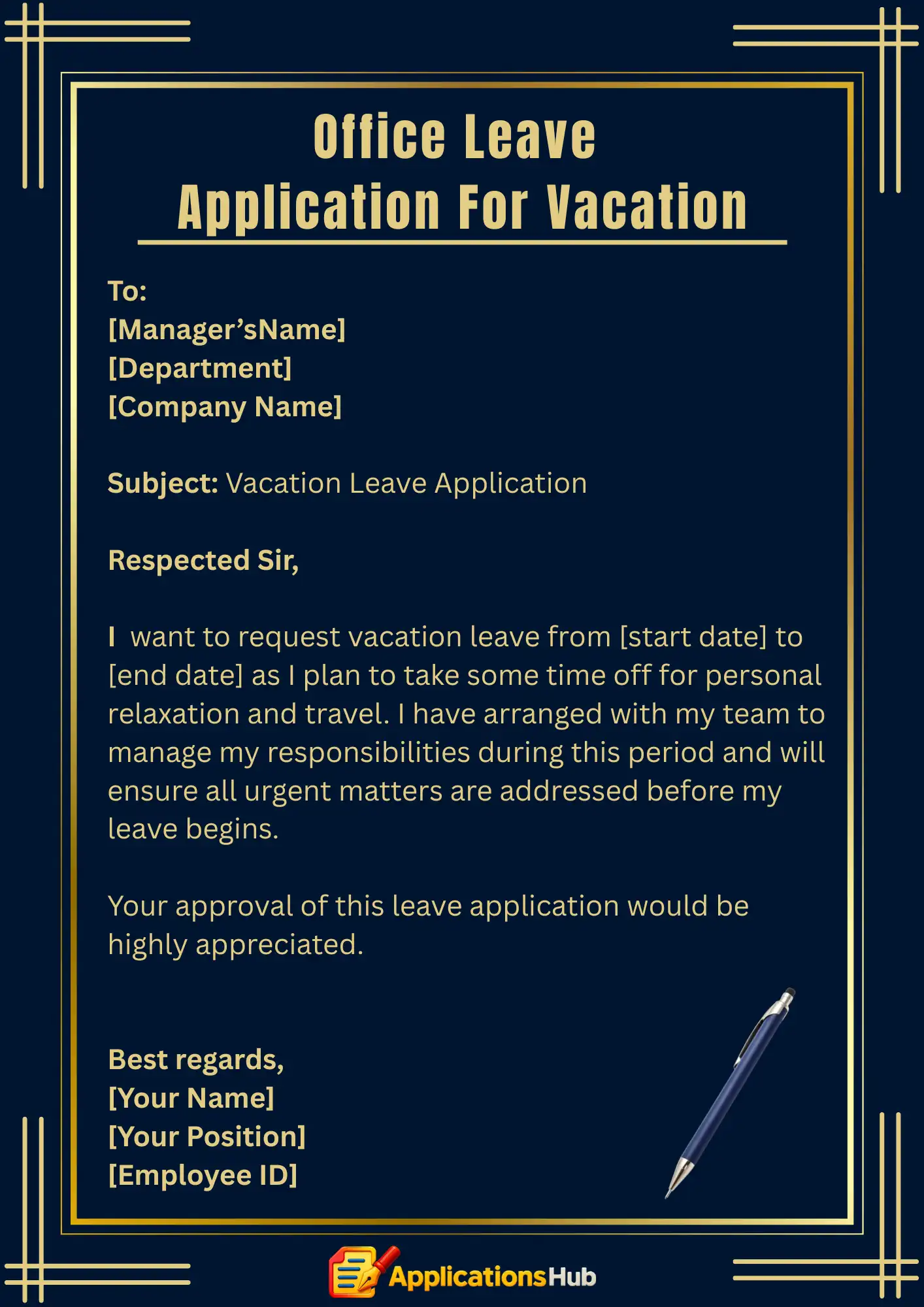 Vacation Leave Application For Office
