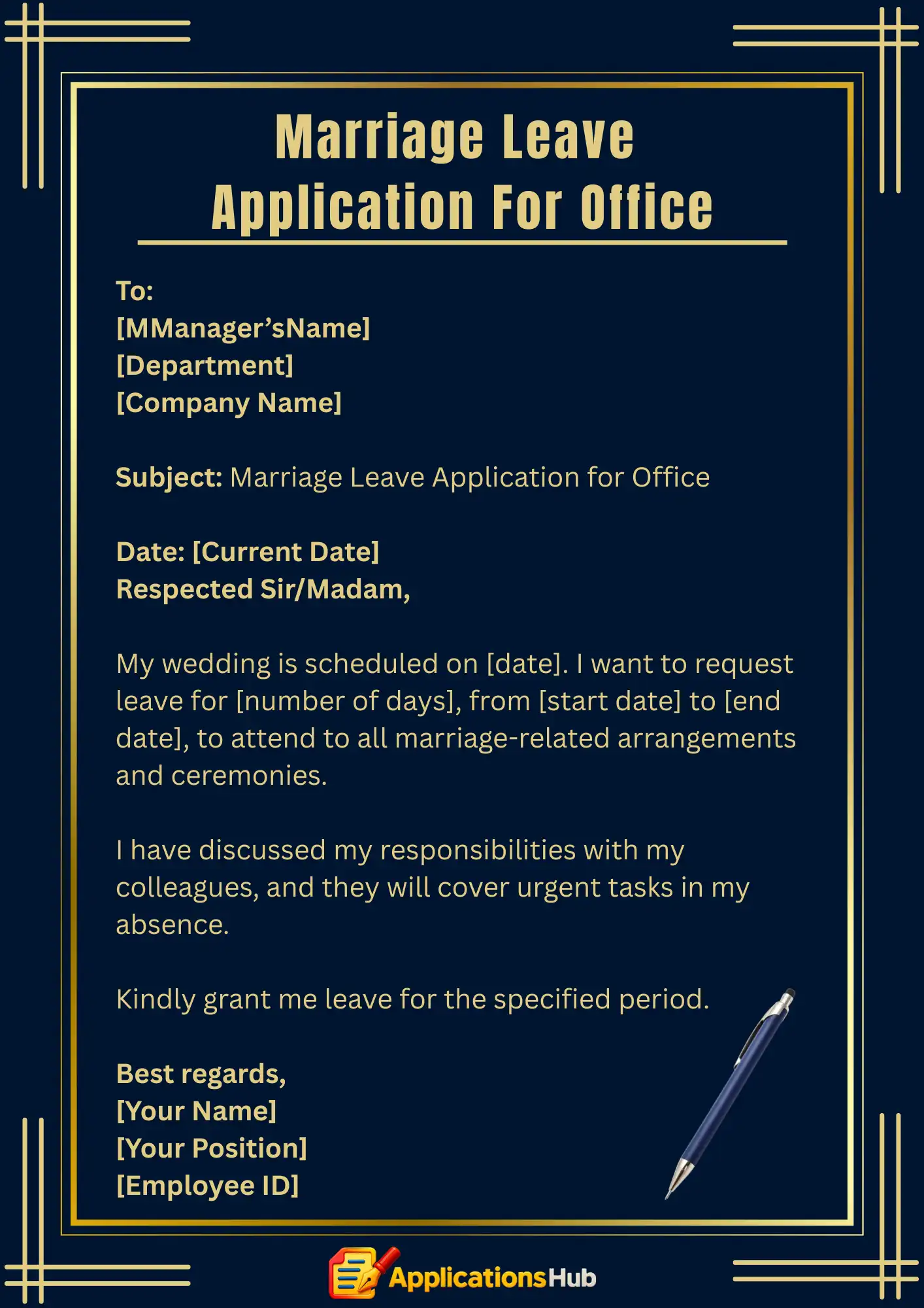 Leave Application for Office For Marriage Ceremony